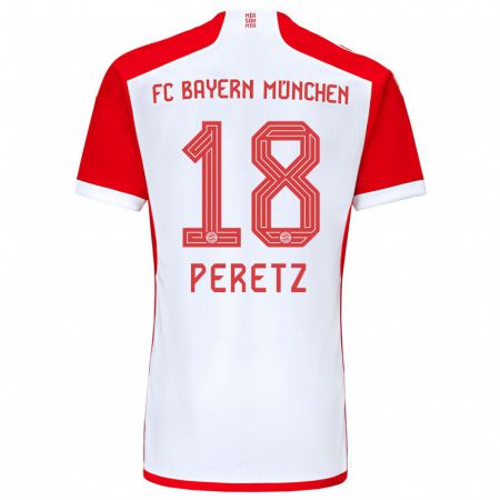 Kandiny Niño Camiseta Daniel Peretz #18 Rojo Blanco 1ª Equipación 2023/24 La Camisa Chile