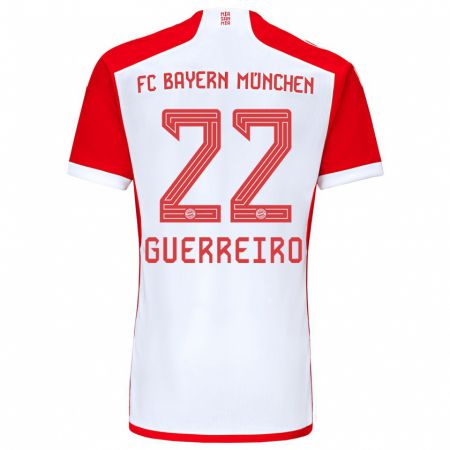 Kandiny Niño Camiseta Raphaël Guerreiro #22 Rojo Blanco 1ª Equipación 2023/24 La Camisa Chile