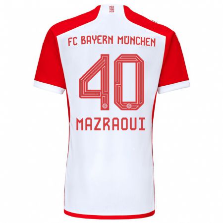 Kandiny Niño Camiseta Noussair Mazraoui #40 Rojo Blanco 1ª Equipación 2023/24 La Camisa Chile