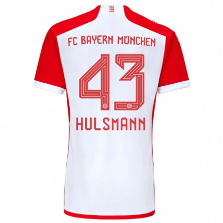 Kandiny Niño Camiseta Tom Hülsmann #43 Rojo Blanco 1ª Equipación 2023/24 La Camisa Chile