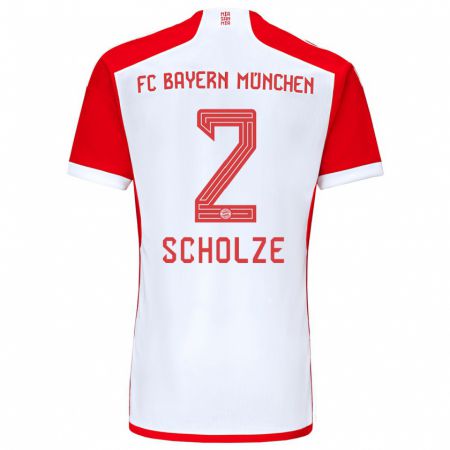 Kandiny Niño Camiseta Max Scholze #2 Rojo Blanco 1ª Equipación 2023/24 La Camisa Chile