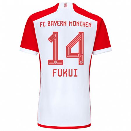 Kandiny Niño Camiseta Taichi Fukui #14 Rojo Blanco 1ª Equipación 2023/24 La Camisa Chile