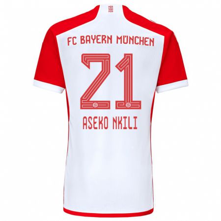 Kandiny Niño Camiseta Noel Aseko Nkili #21 Rojo Blanco 1ª Equipación 2023/24 La Camisa Chile