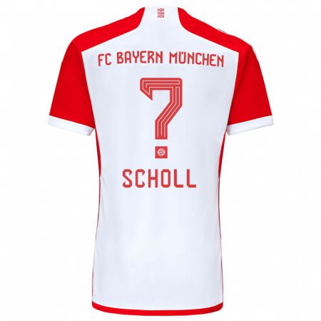 Kandiny Niño Camiseta Paul Scholl #0 Rojo Blanco 1ª Equipación 2023/24 La Camisa Chile