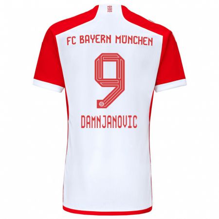 Kandiny Niño Camiseta Jovana Damnjanovic #9 Rojo Blanco 1ª Equipación 2023/24 La Camisa Chile
