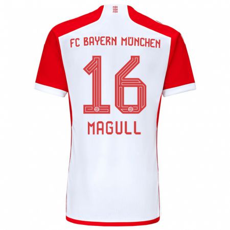Kandiny Niño Camiseta Lina Magull #16 Rojo Blanco 1ª Equipación 2023/24 La Camisa Chile