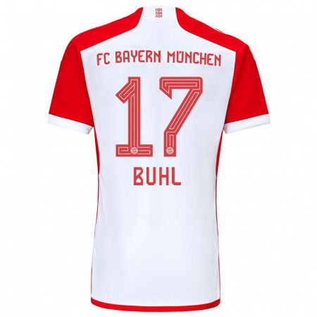 Kandiny Niño Camiseta Klara Buhl #17 Rojo Blanco 1ª Equipación 2023/24 La Camisa Chile