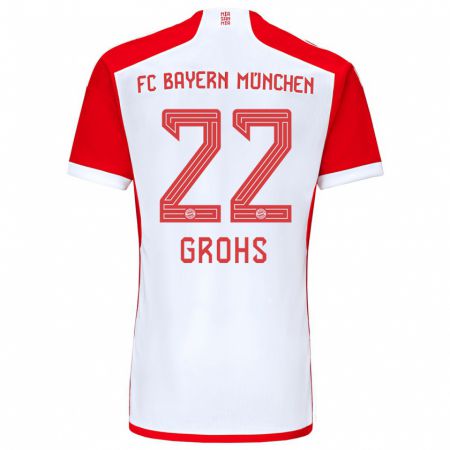 Kandiny Niño Camiseta Maria Luisa Grohs #22 Rojo Blanco 1ª Equipación 2023/24 La Camisa Chile