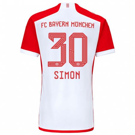 Kandiny Niño Camiseta Carolin Simon #30 Rojo Blanco 1ª Equipación 2023/24 La Camisa Chile