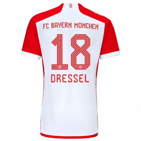 Kandiny Niño Camiseta Timon Dressel #18 Rojo Blanco 1ª Equipación 2023/24 La Camisa Chile