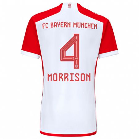 Kandiny Niño Camiseta Liam Morrison #4 Rojo Blanco 1ª Equipación 2023/24 La Camisa Chile