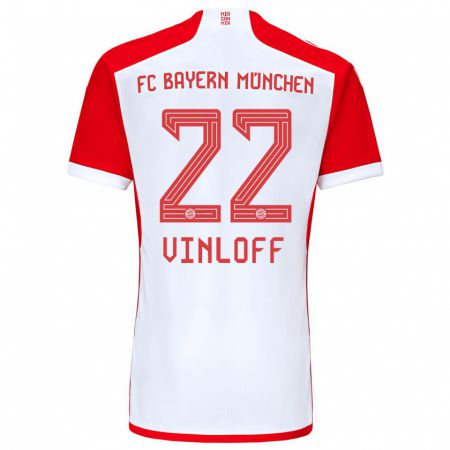 Kandiny Niño Camiseta Matteo Vinloff #22 Rojo Blanco 1ª Equipación 2023/24 La Camisa Chile