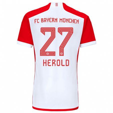 Kandiny Niño Camiseta David Herold #27 Rojo Blanco 1ª Equipación 2023/24 La Camisa Chile