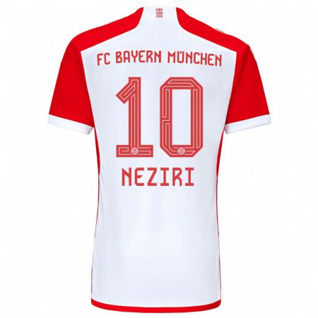 Kandiny Niño Camiseta Behar Neziri #10 Rojo Blanco 1ª Equipación 2023/24 La Camisa Chile