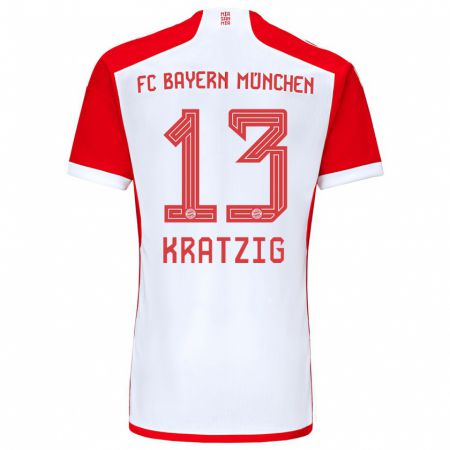 Kandiny Niño Camiseta Frans Kratzig #13 Rojo Blanco 1ª Equipación 2023/24 La Camisa Chile