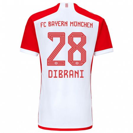 Kandiny Niño Camiseta Benjamin Dibrani #28 Rojo Blanco 1ª Equipación 2023/24 La Camisa Chile