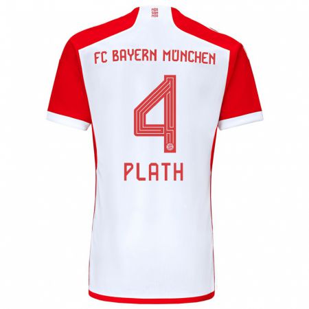 Kandiny Niño Camiseta Max Plath #4 Rojo Blanco 1ª Equipación 2023/24 La Camisa Chile