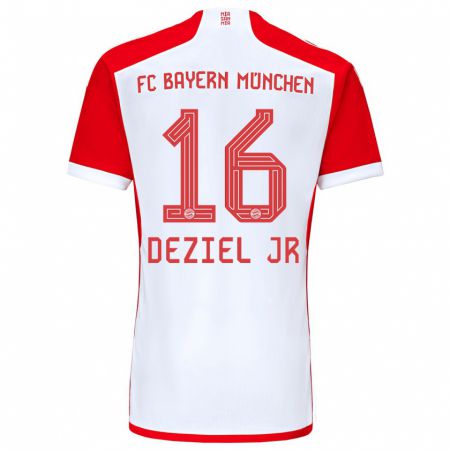 Kandiny Niño Camiseta Robert Deziel Jr #16 Rojo Blanco 1ª Equipación 2023/24 La Camisa Chile