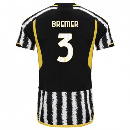 Kandiny Niño Camiseta Bremer #3 Blanco Negro 1ª Equipación 2023/24 La Camisa Chile