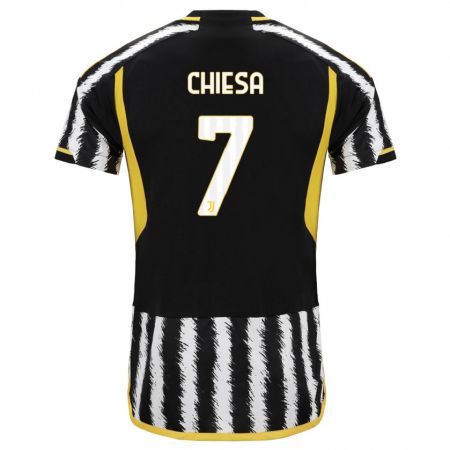 Kandiny Niño Camiseta Federico Chiesa #7 Blanco Negro 1ª Equipación 2023/24 La Camisa Chile