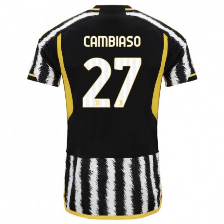 Kandiny Niño Camiseta Andrea Cambiaso #27 Blanco Negro 1ª Equipación 2023/24 La Camisa Chile