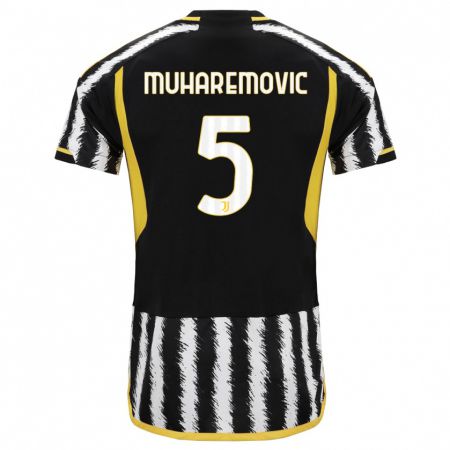 Kandiny Niño Camiseta Tarik Muharemovic #5 Blanco Negro 1ª Equipación 2023/24 La Camisa Chile