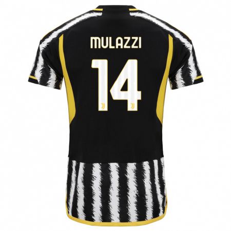 Kandiny Niño Camiseta Gabriele Mulazzi #14 Blanco Negro 1ª Equipación 2023/24 La Camisa Chile