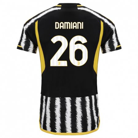 Kandiny Niño Camiseta Samuele Damiani #26 Blanco Negro 1ª Equipación 2023/24 La Camisa Chile