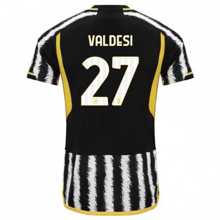 Kandiny Niño Camiseta Andrea Valdesi #27 Blanco Negro 1ª Equipación 2023/24 La Camisa Chile