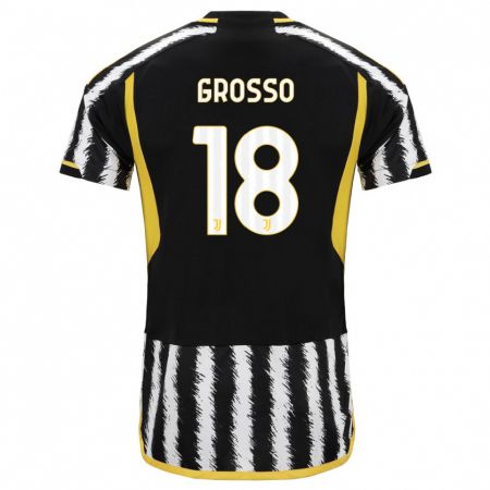 Kandiny Niño Camiseta Filippo Grosso #18 Blanco Negro 1ª Equipación 2023/24 La Camisa Chile