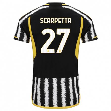 Kandiny Niño Camiseta Jacopo Scarpetta #27 Blanco Negro 1ª Equipación 2023/24 La Camisa Chile