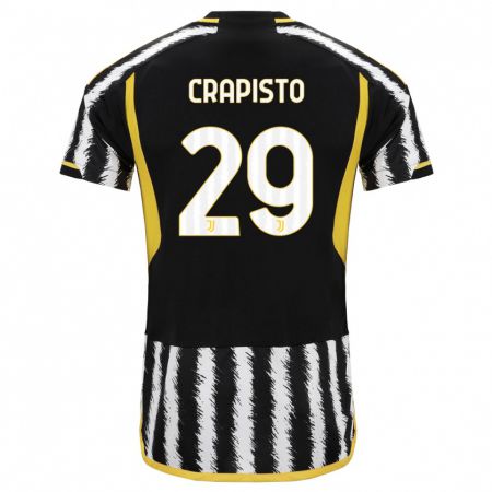 Kandiny Niño Camiseta Francesco Crapisto #29 Blanco Negro 1ª Equipación 2023/24 La Camisa Chile