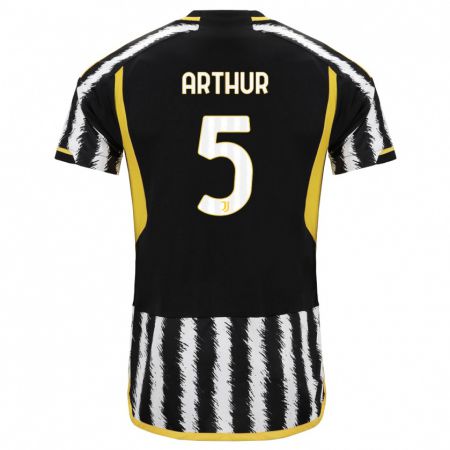 Kandiny Niño Camiseta Arthur #5 Blanco Negro 1ª Equipación 2023/24 La Camisa Chile