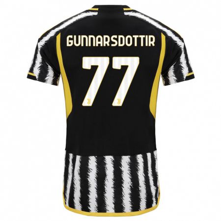 Kandiny Niño Camiseta Sara Bjork Gunnarsdottir #77 Blanco Negro 1ª Equipación 2023/24 La Camisa Chile