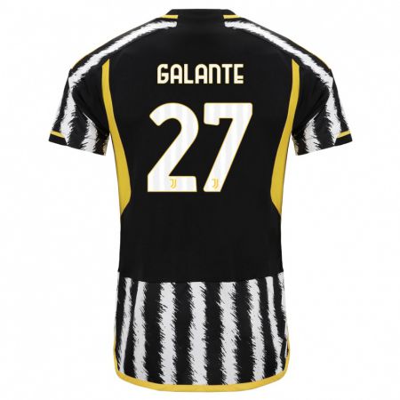 Kandiny Niño Camiseta Tommaso Galante #27 Blanco Negro 1ª Equipación 2023/24 La Camisa Chile