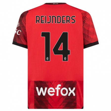 Kandiny Niño Camiseta Tijjani Reijnders #14 Negro Rojo 1ª Equipación 2023/24 La Camisa Chile