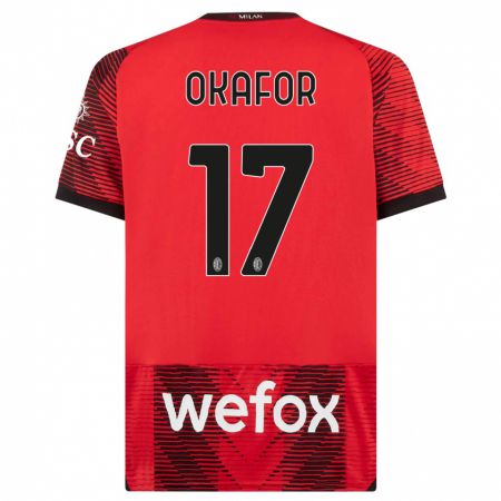 Kandiny Niño Camiseta Noah Okafor #17 Negro Rojo 1ª Equipación 2023/24 La Camisa Chile