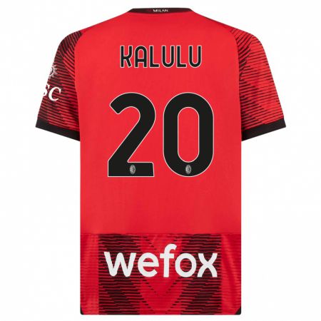 Kandiny Niño Camiseta Pierre Kalulu #20 Negro Rojo 1ª Equipación 2023/24 La Camisa Chile