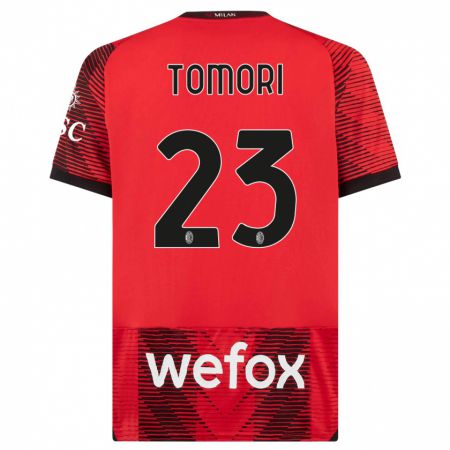 Kandiny Niño Camiseta Fikayo Tomori #23 Negro Rojo 1ª Equipación 2023/24 La Camisa Chile