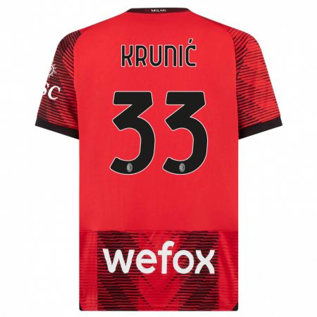 Kandiny Niño Camiseta Rade Krunic #33 Negro Rojo 1ª Equipación 2023/24 La Camisa Chile
