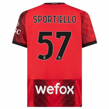 Kandiny Niño Camiseta Marco Sportiello #57 Negro Rojo 1ª Equipación 2023/24 La Camisa Chile
