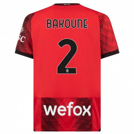 Kandiny Niño Camiseta Adam Bakoune #2 Negro Rojo 1ª Equipación 2023/24 La Camisa Chile