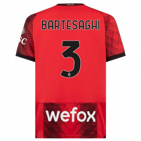 Kandiny Niño Camiseta Davide Bartesaghi #3 Negro Rojo 1ª Equipación 2023/24 La Camisa Chile