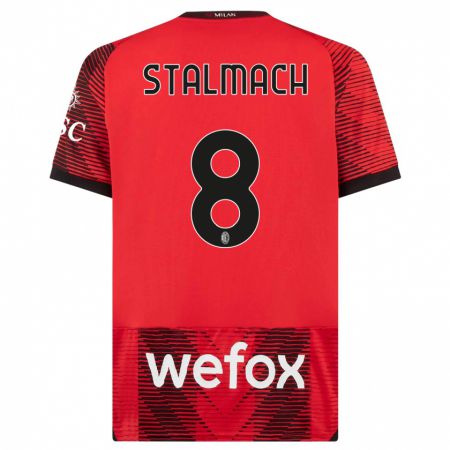 Kandiny Niño Camiseta Dariusz Stalmach #8 Negro Rojo 1ª Equipación 2023/24 La Camisa Chile