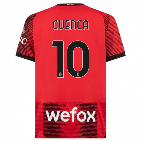 Kandiny Niño Camiseta Hugo Cuenca #10 Negro Rojo 1ª Equipación 2023/24 La Camisa Chile