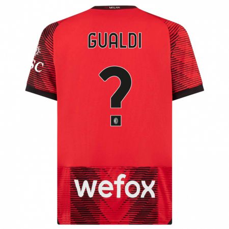 Kandiny Niño Camiseta Andrea Gualdi #0 Negro Rojo 1ª Equipación 2023/24 La Camisa Chile