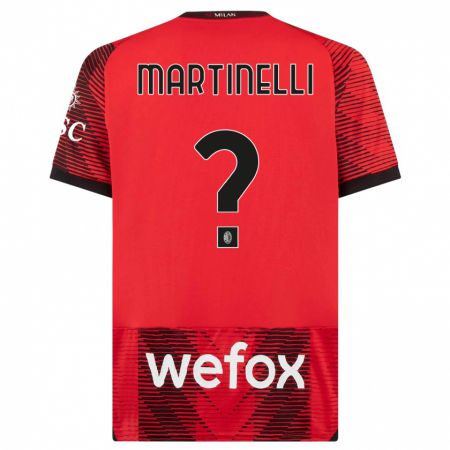 Kandiny Niño Camiseta Riccardo Martinelli #0 Negro Rojo 1ª Equipación 2023/24 La Camisa Chile