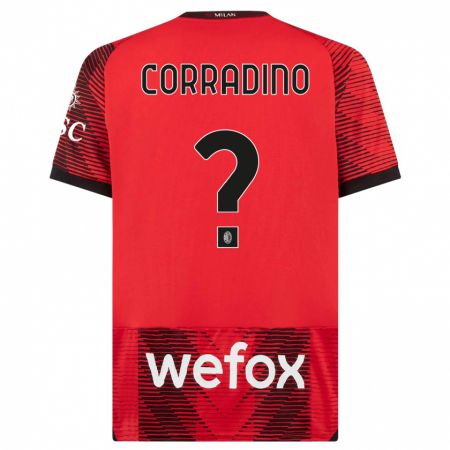 Kandiny Niño Camiseta Riccardo Corradino #0 Negro Rojo 1ª Equipación 2023/24 La Camisa Chile