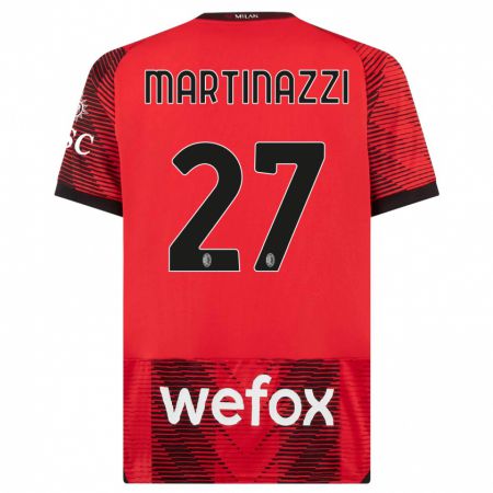 Kandiny Niño Camiseta Luca Martinazzi #27 Negro Rojo 1ª Equipación 2023/24 La Camisa Chile