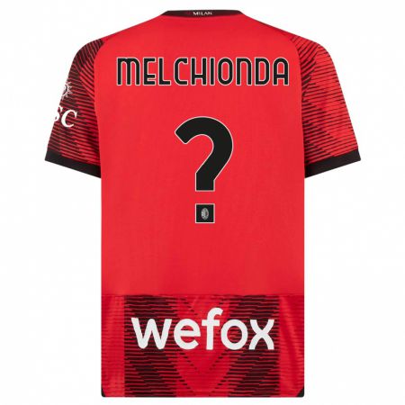 Kandiny Niño Camiseta Marco Melchionda #0 Negro Rojo 1ª Equipación 2023/24 La Camisa Chile